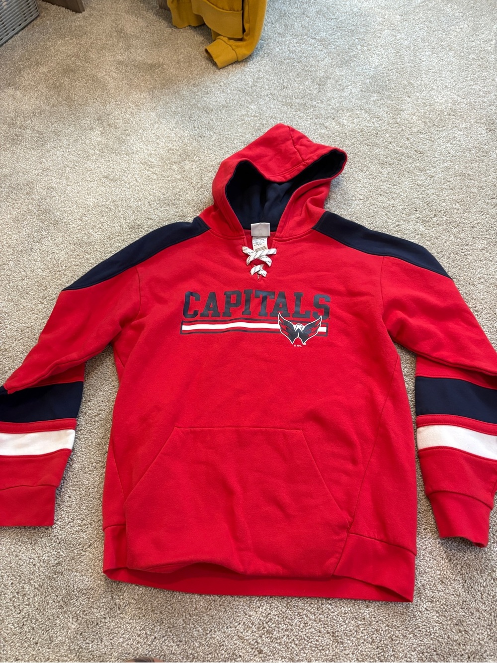NHL Washington Capitals Red and Navy Crewneck Hoodie - Men's